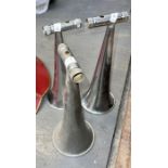 Three chrome loudspeaker or Edison machine horns