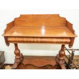 A mid 19th century mahogany side table, moulded gallery single frieze drawer, raised on turned