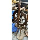 **RESCINDED RE-OFFER 10.2.22**A spinning wheel and wool working items, bobbins and carding brushes