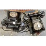 Two mid century black Bakelite dial phones (2)