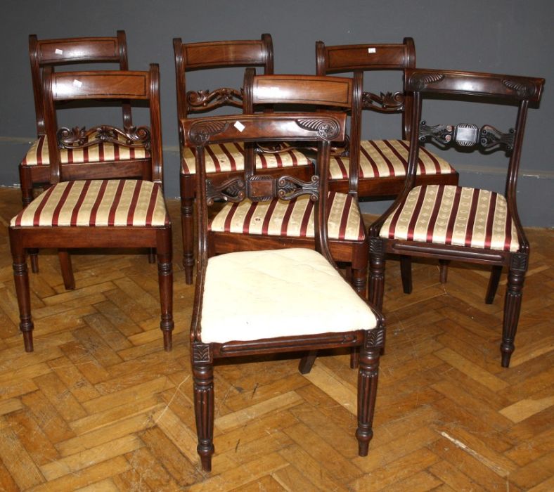 A harlequin set of twelve late George III/ William IV mahogany dining chairs, each with pierced - Image 2 of 2