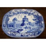 John Rogers and Son, an early 19th century blue and white transferware meat platter, decorated