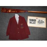 Selwyn College Cambridge, a commemorative rowing oar, May 1955, with gilt decorated blade 370cm, a