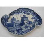 John Rogers and Son, an early 19th century blue and white transferware asymmetric dessert plate,