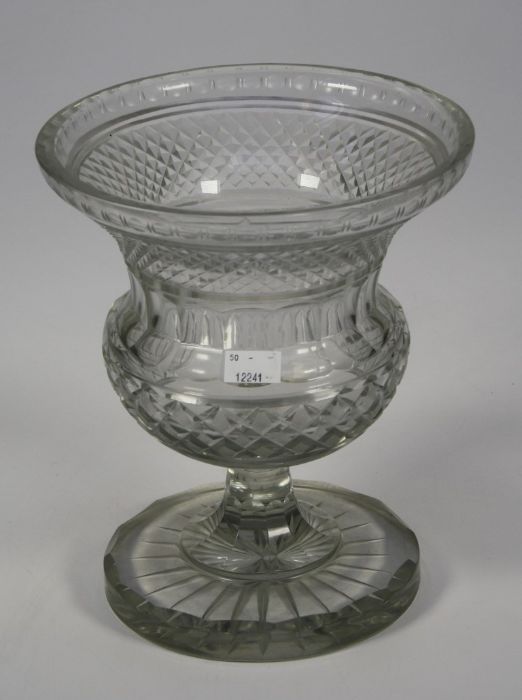 A substantial cut glass vase, with diamond cut bands, H25cm - Image 2 of 2