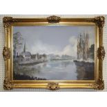 John Barber (British 20th century) 'The River Thames at Abingdon', oil on canvas, signed lower