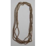 A 9ct yellow gold belcher link guard chain, approx. 145cm long stamped 9ct, 17.7g