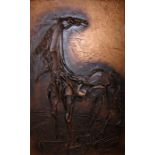 George Wagstaffe (British b. 1939), study of a horse. Sculptured resin on board. 61.5 x 38.5cm