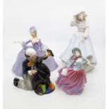 Four lady figurines including Franklin Marianne, The Minuet, Royal Doulton Autumn Breeze, Royal