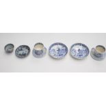 A quantity of blue and white to include an 18th Century Chinese tea bowl and saucer, two early `
