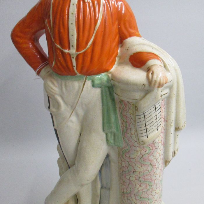 A Large Staffordshire figure of Garibaldi leaning on a post. Circa 1860 Size: height 49 cm, width 25 - Image 3 of 4