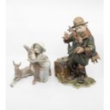 A Lladro figural group of a Girl in hat with a Donkey, factory stamp together with a Lladro G25-J