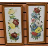 William Rayworth, a pair, watercolour on porcelain plaques, colourful flowers (one af)