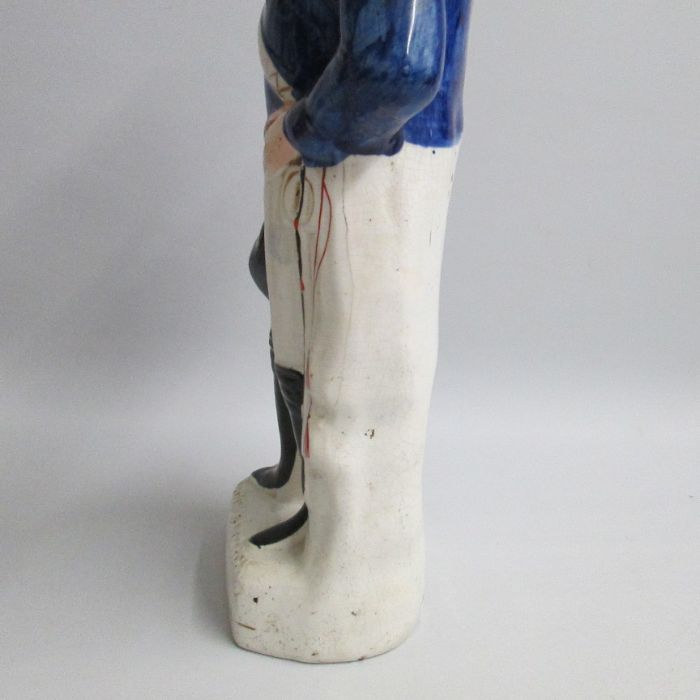 A Large Staffordshire figure of Louis Napoleon Circa 1850 Size: height 42cm Condition: Crack to - Image 3 of 4