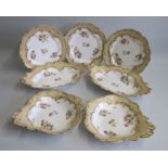 An English Porcelain Dessert Service, comprising of four comports and ten plates Circa 1840