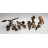 A collection of Beswick Birds to include pigeons, magpie, owl, eagle etc (damaged and repair to
