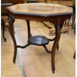 Edwardian, mahogany and walnut, inlaid, octagonal, occasional table