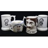 Two 20th Century American earthenware "Your Father's Mustache" beer tankards, Where the time of Your
