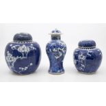Two 19th Century Guangxu Period ginger jars, along with small 19th Century Chinese blue and white