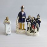 3 Staffordshire figures. Wesley, Kossuth and Death of Nelson (3) Date: 1845-1860 Size: 27cm, 20cm,