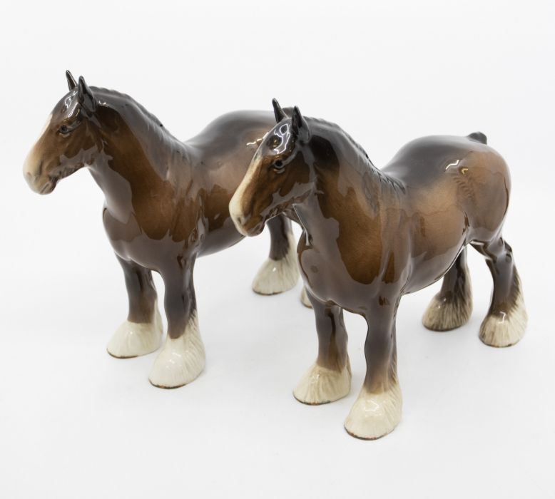A pair of Beswick shire horses