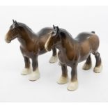 A pair of Beswick shire horses