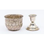A Victorian silver sugar bowl, chased with scrolling foliage above wyvern fluting, hallmarked by