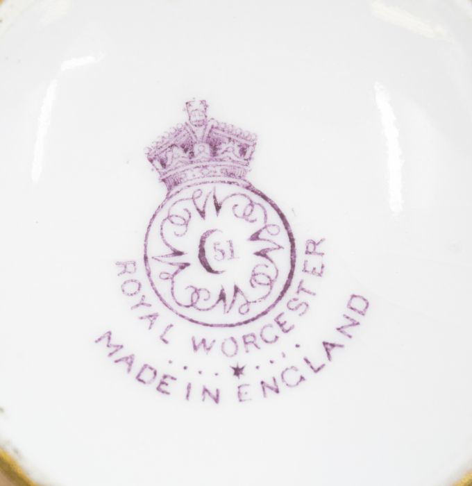 A Royal Worcester fruit pattern cup and saucer with gilt interior, signed by WH Austin on cup and W. - Image 3 of 3