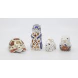 Royal Crown Derby paperweights including Chipmunk (no stopper), Tortoise with silver stopper, Rabbit