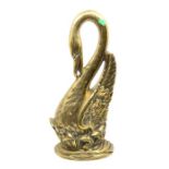 Early 20th Century brass door stop in style of a swan