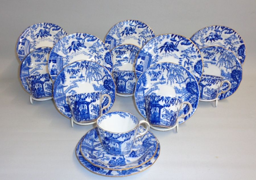 A Royal Crown Derby Tea set, comprising, six cups, saucers and plates 20th century, green mark