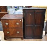 A George III mahogany commode, in the style of a chest of drawers, lift up lid, with original