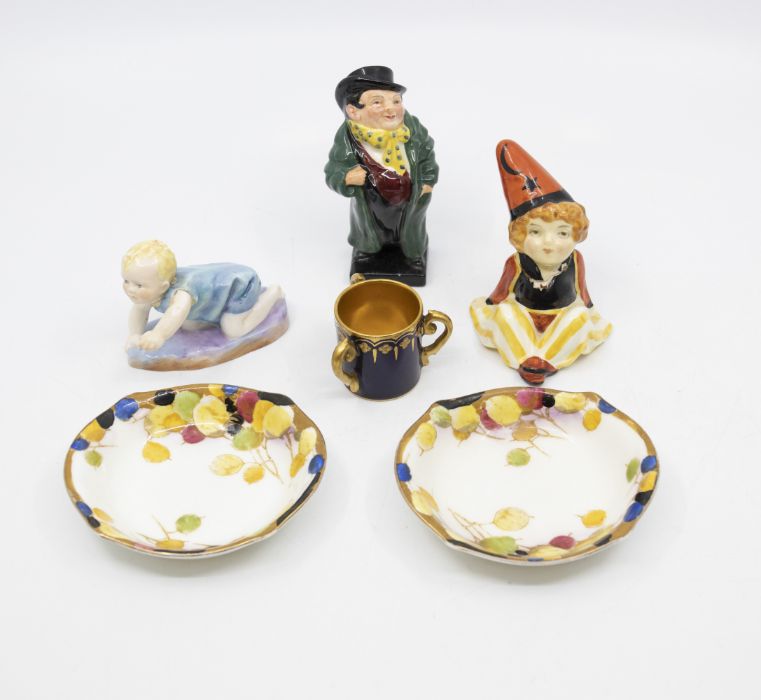 A Royal Doulton Alibaba figurine, together with a further Royal Doulton figure, a Royal Worcester '