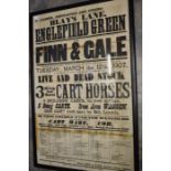 A framed poster of farming interest, along with 2 framed photographs, one of a prize short horn cow,