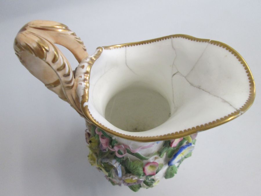 A Late Meissen candlestick and a Meissen Chamber stick painted with flower sprigs along with a - Image 3 of 4