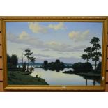 Two oils on canvas by P Bugailiskis of lake scenes, 1970s and 80s, 75cm x 45cm