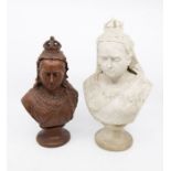 A late 19th Century Jubilee parian bust of Queen Victoria, stamped to reverse: TURNER & WOOD STOKE