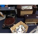 Bakerlite Table Top Radiogram Philips and Ekco along with Portable Picnic 78 Record Player and