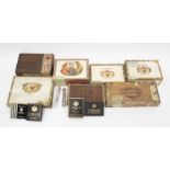 A collection of vintage cigar boxes, all empty comprising: Bolivar, Punch (2), Romeo y Julieta,