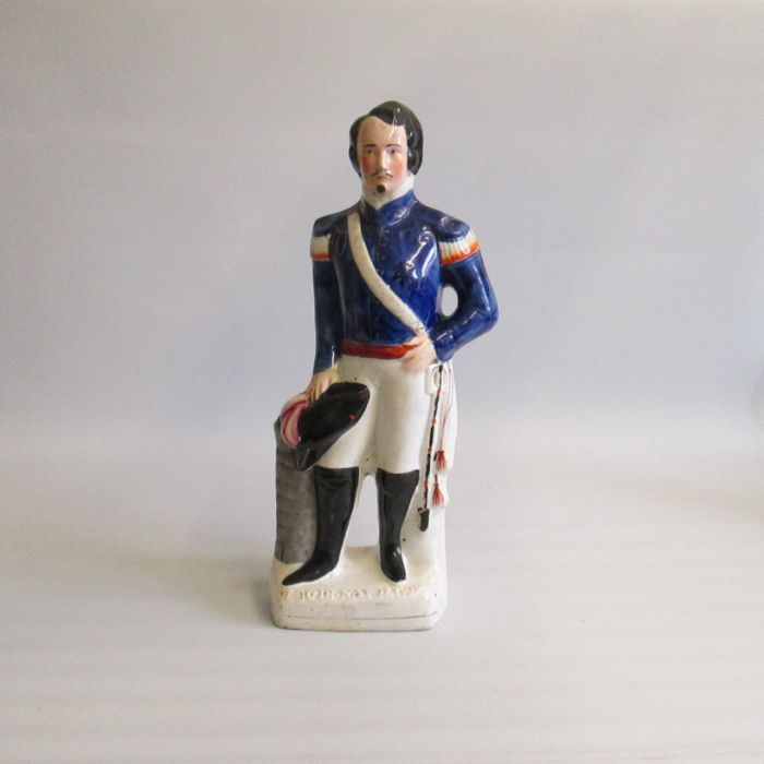 A Large Staffordshire figure of Louis Napoleon Circa 1850 Size: height 42cm Condition: Crack to