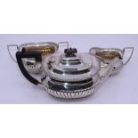 A three piece  silver tea set, weight: approx. 1.22kg (3)