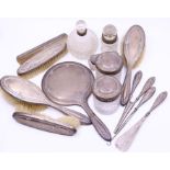 A set of eleven piece silver set and 2 perfume bottles