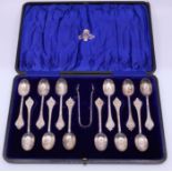 A cased set of silver spoons, , weight: approx. 253.53g