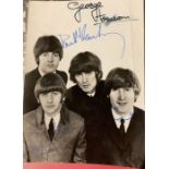 Beatles Memorabelia: A full set of autographs of the fab four including Paul McCartney, John Lennon,