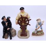 A collection of three Doulton figures together with a Worcester figure
