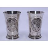 A pair of silver Royal tumblers, weight: 300g (2)