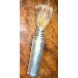 A scarce Georgian silver campaign military interest shaving  brush with crest