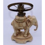 A 19th cent Porcelain elephant oil lamp by Alfred Stellmacher    Conditon very good no damages no