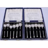 A collection of silver spoons, boxed. weight:100g (2)