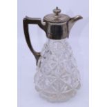 A silver munted glass claret jug